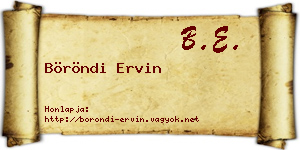 Böröndi Ervin névjegykártya