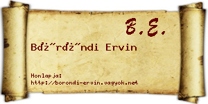 Böröndi Ervin névjegykártya