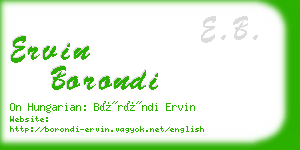 ervin borondi business card